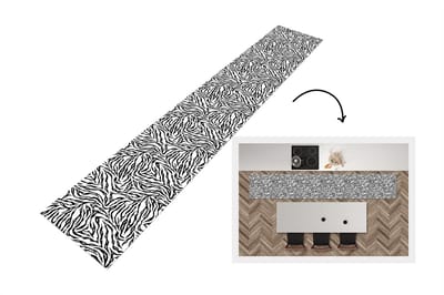 Keukenloper - Loper keuken - Tijgerprint - Zwart - Wit - Dieren - Patronen - 300x50 cm - Keukenloper vinyl