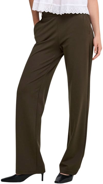 Only bruine dames broek   Straight fit   Steekzakken   Elastische boord   Duurzaam   Regular waist Bruin XL/34