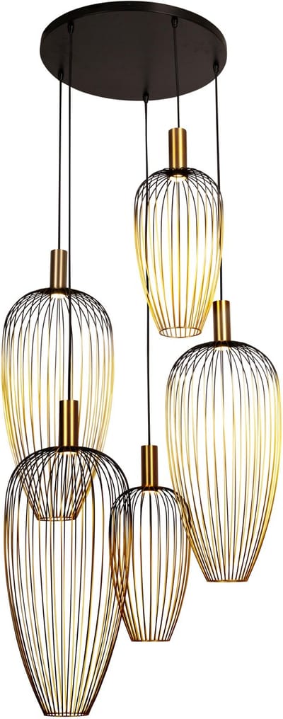 Lucide AURELIE - Hanglamp - 5xGU10 (MR11) - Geschikt voor vide en hoge plafonds - Goud | Vibes
