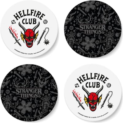 Stranger Things Hellfire Club Round Coaster Set