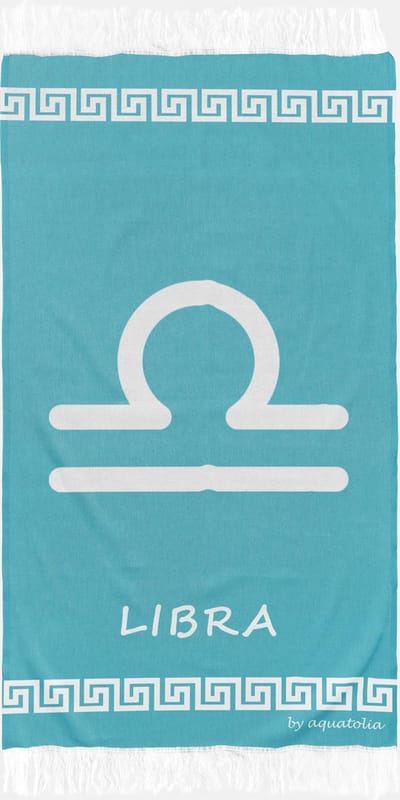 uit Turkije By Aquatolia Hamamdoek Libra Zodiac - 100% Zacht Katoen - Strandlaken - Handdoek - Turkoois - 100cm x 180cm - Originele hamamdoek uit Turkije