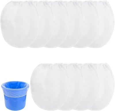 Herbruikbare kleurzeefzakken voor lakken - set van 10 - 2,5 liter - fijnmazig nylonnet - wit - ideaal voor kleurkwekerij - verfzeef - lakfilter.