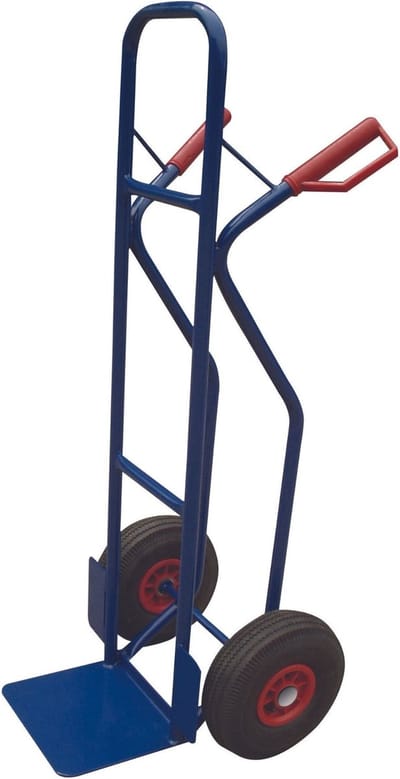 Toolland Steekwagen, met veiligheidshandgrepen en veiligheidskappen, staal, blauw, laadvermogen 200 kg