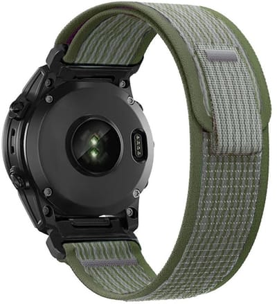 Nylon bandje - geschikt voor Garmin Fenix 5 (PLUS) / 6 (Pro) / 7 (Pro) / 8 (47 mm) / E (47 mm) / Epix (Pro) (2) 47 mm / Approach S60/S62/S70 47 mm / MARQ / Instinct 1/2/3 (45mm) - army groen
