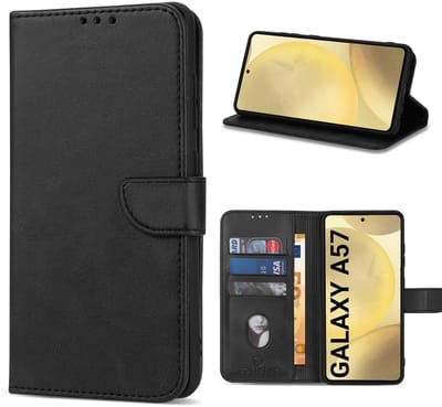 Solidenz Hoesje - geschikt voor Samsung Galaxy A57 Bookcase - Telefoonhoesje met Pasjeshouder - Zwart