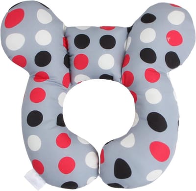 Baby Maxi Cosi Steun Kussen - Grijs -Rood/Wit - Neksteun voor Baby's - Steunkussen voor Reiswieg - MaxiCosi Steunkussen - Slaapkussen MaxiCosi - Neksteun voor Baby de Auto - Babystoel Nek Steun - Baby Slaapkussen - Autostoel Nekkussen / Nek Kussen