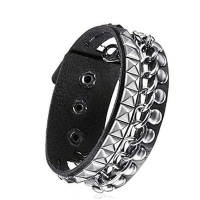 1 st/4 stuks Mode Meerlaagse Brede Leren Armband Punk Dominant Klinknagel Vijfpuntige Ster Polsband Gepersonaliseerde Armband 1pc gray