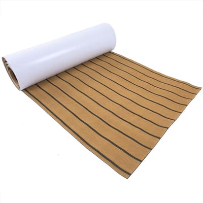 Feuille de decking en teck EVA Planche de surf Bateau Yacht Tapis de sol Tapis (Bandes Marron & Noires)