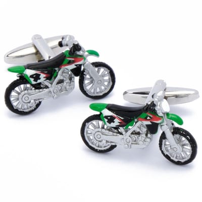 Manchetknopen - Dirtbike Crossmotor Groen en Zwart