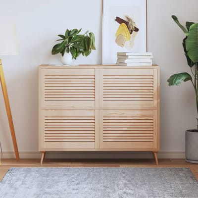 vidaXL - Kastdeuren - met - lamellen - 4 - st - 39,5x59,4 - cm - massief - grenenhout