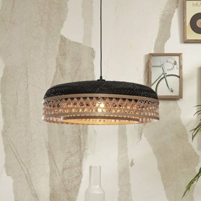 GOOD&MOJO Hanglamp Ubud - Zwart/Bamboe - Ø60cm - Modern - Hanglampen Eetkamer, Slaapkamer, Woonkamer