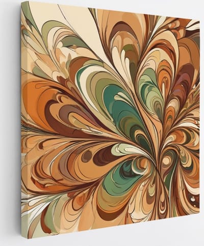 Saammp Canvas Schilderij - Patroon - Groen - Abstract - 20x20 - Foto op canvas - Wanddecoratie - Muurdecoratie Woonkamer - Slaapkamer decoratie - Canvas Print