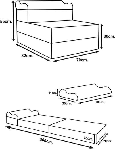 Viking Choice Luxe Opvouwbaar Matras Grafiet - 1 Persoons 70x200x15 cm - Met Hoofdkussen - Campingmatras & Zitbank