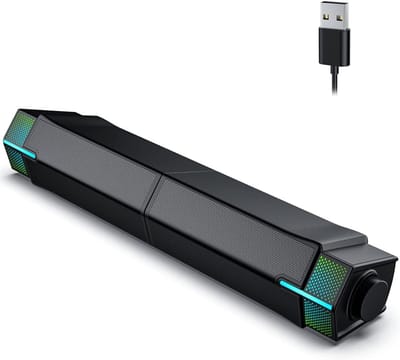 Bluetooth Computer Luidsprekers - Gaming Soundbar voor PC en Monitor - USB gevoed bedraad - Uitstekend stereogeluid - Met verloop-RGB verlichting - Samen of los te gebruiken