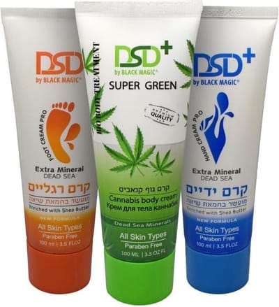 Moederdag cadeautje voor haar set Dode Zeezout mineralen - Cannabis body cream & voetcrème pro & handcrème pro
