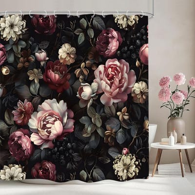 Vintage Bloemen Douchegordijn Kleurrijk Bloemen Waterverf Bloemen Kunstenaar Huis Polyester Stof Douchegordijnen Badkamer Decoratie W60H190(CM)-1 Pcs