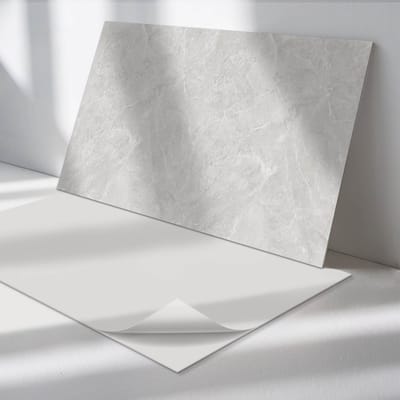 Wallfluent Vinyl Wandpaneel - Natuursteenpatroon Wandpaneel PVC - 120 cm x 60 cm - Grijs Vinyl Wandpaneel - Set van 1 - Rechthoekig Wandbekleding Vinyl - Texturen Wandpaneel - Zelfklevend Wandpaneel - Wandpaneel Keuken en Badkamer