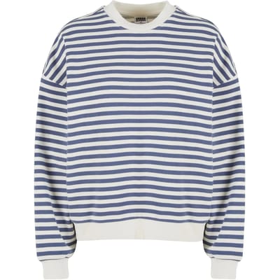 Urban Classics - Oversized Striped Crewneck sweater/trui - XS - Beige/Blauw