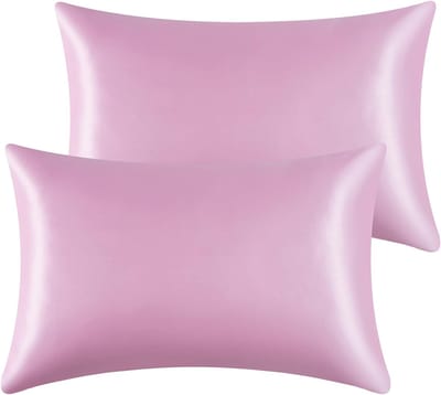 Famanu - Satijnen kussenslopen 50x75 cm roze set 2, superzacht zijdeachtig met envelopsluiting, minder wrijving minder rimpels en kroezen