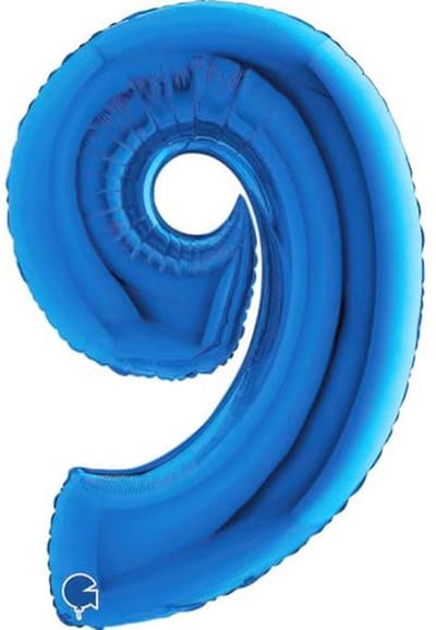 PartyMarty Grabo_009B-P Ballon getal in blauw - XXL reuzengetal 100 cm - voor verjaardag jubileum & co - negen - party cadeau decoratie folie ballon lucht ballon Happy Birthday (getal 9)
