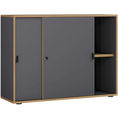 Houten kantoorkast Dossierkast Kantoormeubilair Kast Salia 2-voudig breedte 100 cm Schuifdeuren