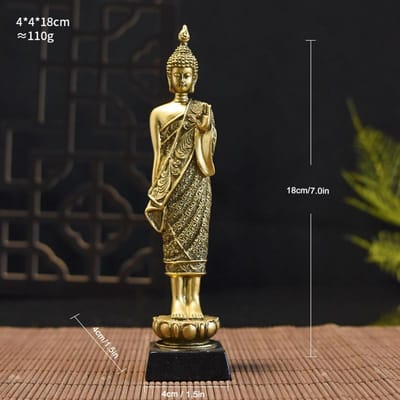 Statue de Bouddha rétro en cuivre imitation, ornements en résine pour la décoration de la maison, ornements d'inspiration zen pour la décoration du foyer