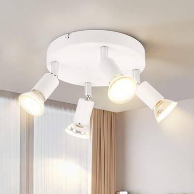 NETTLIFE Opbouwspot - rond - 4-Lichts - GU10 Fitting - wit - Moderne Plafondlamp - Plafondspot - voor Hal | Slaafkamer | Kantoor | Woonkamer - Zonder Lichtborn