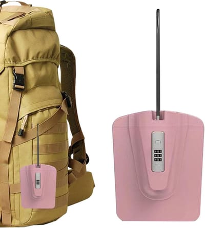 Reisslot - Draagbare kluis - Waardevolle spullen beveiligen - Waterdicht en afneembare kabel - 20x13x20 cm - Roze