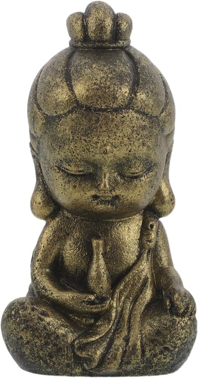 Boeddhabeeldje Zandsteen - Zen Ornament - Meditatie en Rust - Compacte Sereniteit - 7x4x2.5cm - Lichtbruin