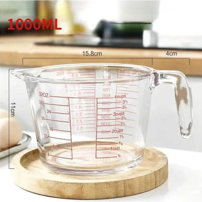 500ml/1000ml Glazen Maatbeker Hoge Temperatuur kookbestendig Bakgereedschap magnetronoven Glazen Maatbeker met Schaal