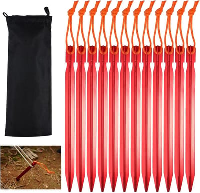 Robuuste Aluminium Tentstokken - 12 Stuks voor Camping, Tuin en Wandelen met Opbergtas - 18 cm Verstelbare Grondpinnen voor Stabiliteit en Gemak