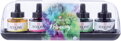 Talens Ecoline waterverf flacon van 30 ml, set van 5 flacons in primaire kleuren 3 stuks