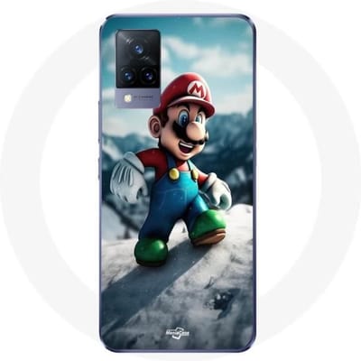 Coque - Super Mario Bros - Vivo v21 5G - Souple - Noir - Motif Mario