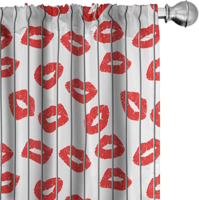 ABAKUHAUS Glanz – 2x 75x175 cm Microfiber Gordijnen – Scharlaken/Wit en Grijs