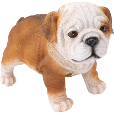 Statue de chiot bouledogue anglais, sculpture réaliste en résine pour décoration de jardin, pelouse, porche beige