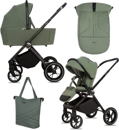 BabyLux® Kinderwagen 2in1 GAVIA, Opvouwbare Lichtgewicht Kinderwagenset Incl. Reiswieg, Buggy Sportzitje, Luiertas En Meer Accessoires, 4 Verstelbare Standen, 0-22kg (0-4 Jaar), Uv-Bescherming 50+