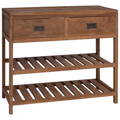 vidaXL - Badkamerkast - Naturel - 90 - x - 45 - x - 75 - cm - Massief - Teakhout
