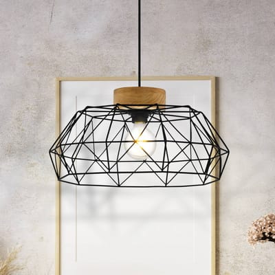 EGLO Hanglamp Padstow met kooikap en houtdetail