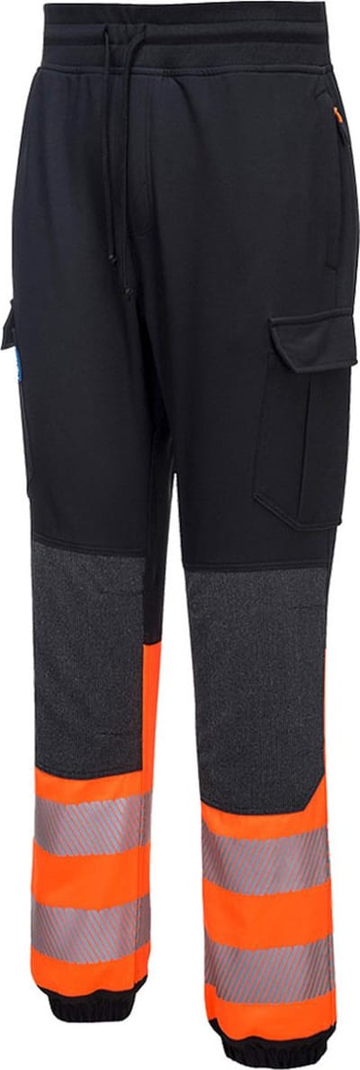 Portwest PW3 Hi-Vis Flexi Klasse 1 Jogging Broek KX341 - Zwart/Oranje - M