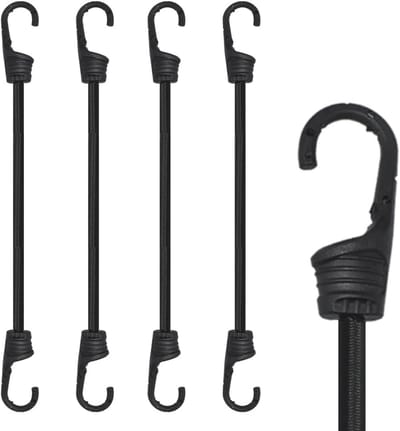 30 cm Bungee Koorden met Haken - Elastische Touwbanden voor Kamperen en Fietsen (4 Stuks)