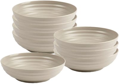 Plasticforte Soepkommen - 8x - D19 x H5.5 cm - taupe - kunststof - onbreekbaar - servies