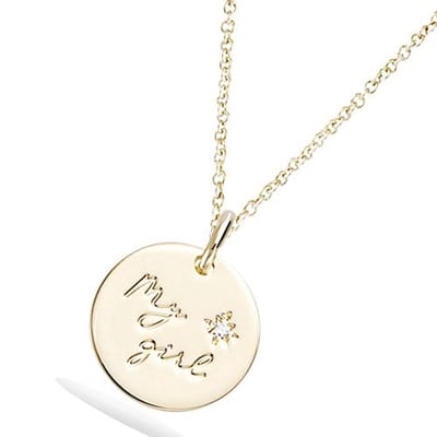 CHIVAL My Girl Ketting – 18K Verguld Goud – Ronde Hanger met “My Girl” Gravure & Zirkonia – Tijdloos & Elegant – Hypoallergene Dames Ketting - Cadeau voor Haar - Sieraad