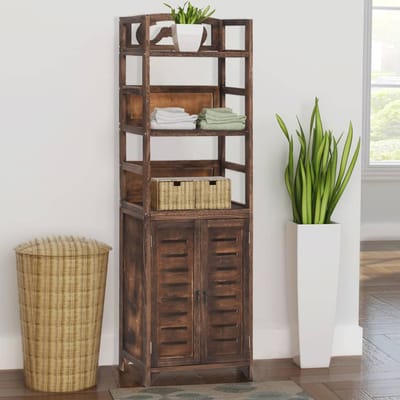 vidaXL - Wandkast - 46x24x140 - cm - massief - paulowniahout - donkerbruin
