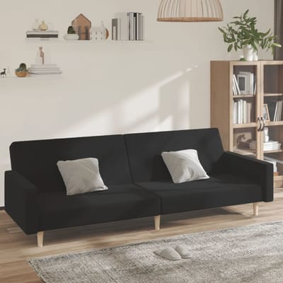 vidaXL - Slaapbank - 2-zits - stof - zwart
