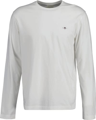 Gant T-Shirt Subtle Logo Embroidery Long Sleeve Round Neck Eggshell / male