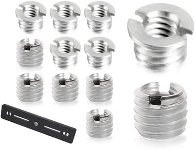 10-delige set schroefadapters van 1/4" naar 3/8", voor camera statieven en D-SLR, inclusief 5 modellen met verdikte schroefdraad en 5 modellen met gladde schroefdraad voor optimale stabiliteit