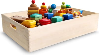 Creative Deco Grote Effen Houten Doos Kist Ongeverfd | 60 x 40 x 13,5 cm (+/- 1 cm) | met Handgrepen | Perfect voor Kest Kestmis, Kostbaarheden, Speelgoed en Gereedschap
