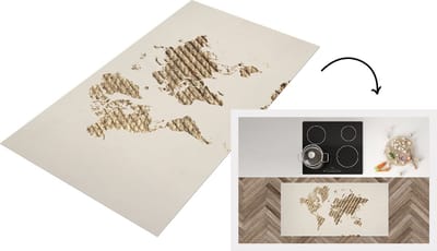 Keukenloper - Loper keuken - Wereldkaart - Jute touw - Design - 120x60 cm - Keukenloper vinyl
