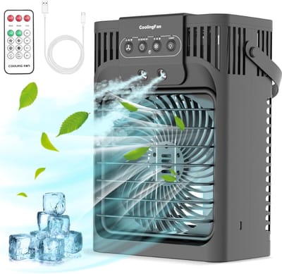 SNJY® Aircooler - Luchtkoeler - Aircooler met Koelelementen - Airco Mobiel Airco Zonder Slang - 1,2L Watertank - 3 Snelheden - Zwart