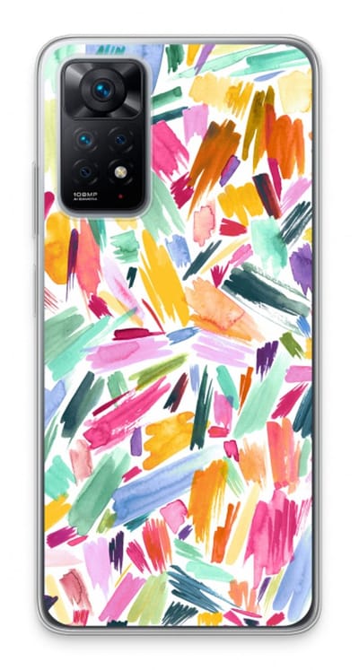 Case Company® - Hoesje geschikt voor Xiaomi Redmi Note 11 Pro hoesje - Watercolor Brushstrokes - Soft Cover Telefoonhoesje - Bescherming aan alle Kanten en Schermrand